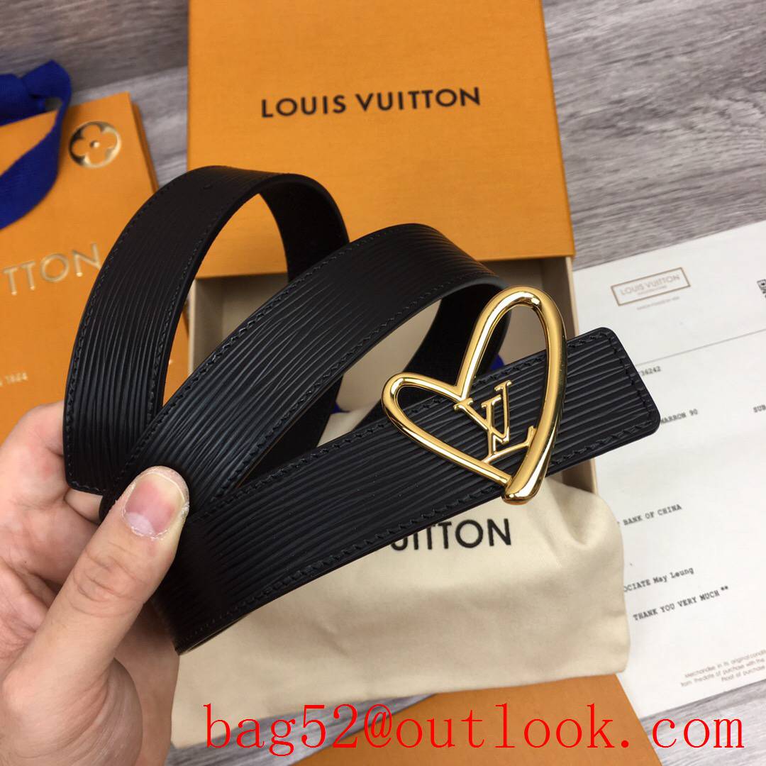 lv Louis Vuitton 30mm black fall in love reversible epi leather belt v gold