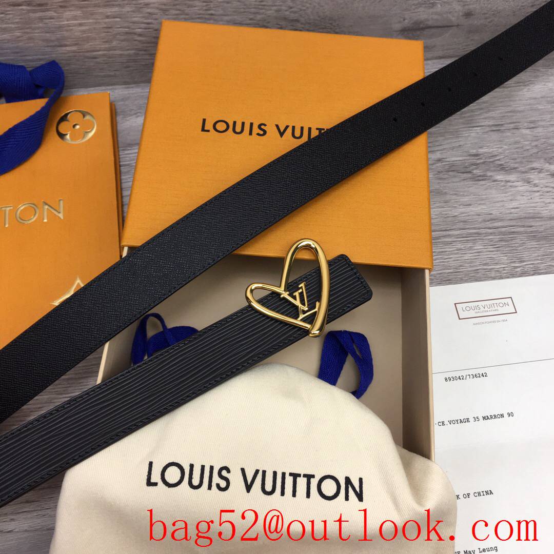 lv Louis Vuitton 30mm black fall in love reversible epi leather belt v gold