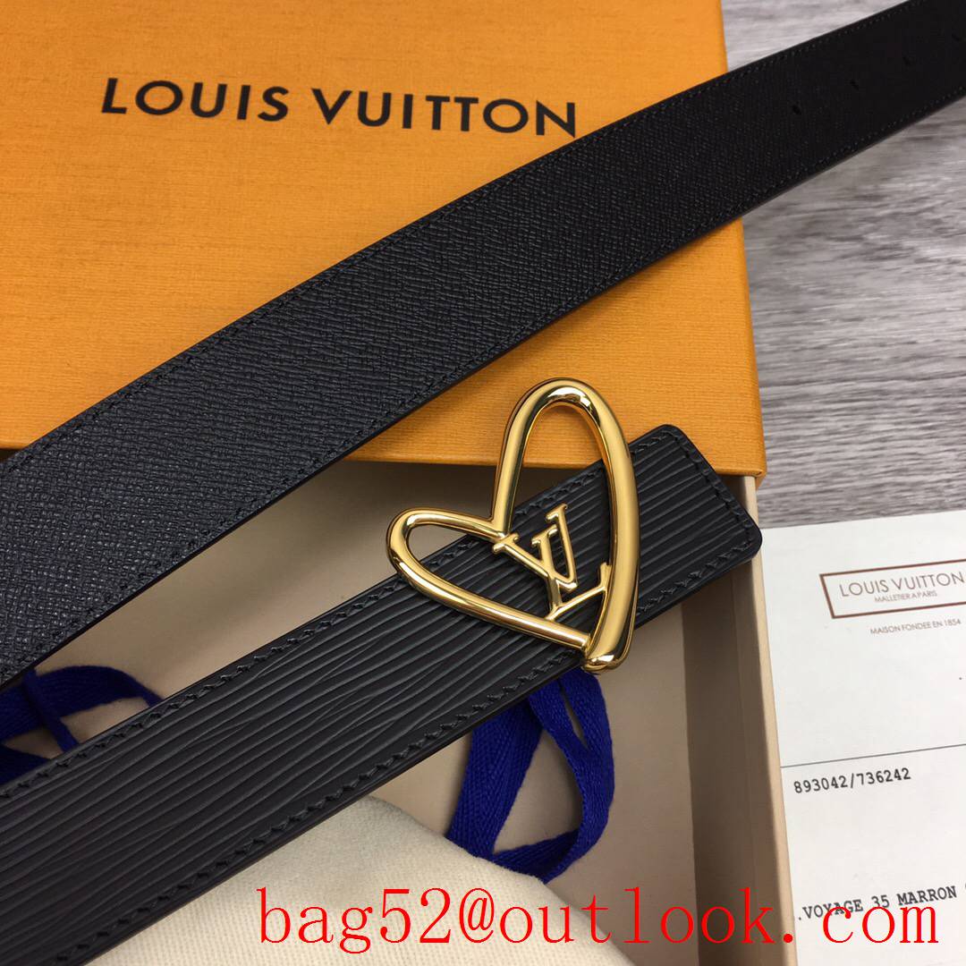 lv Louis Vuitton 30mm black fall in love reversible epi leather belt v gold