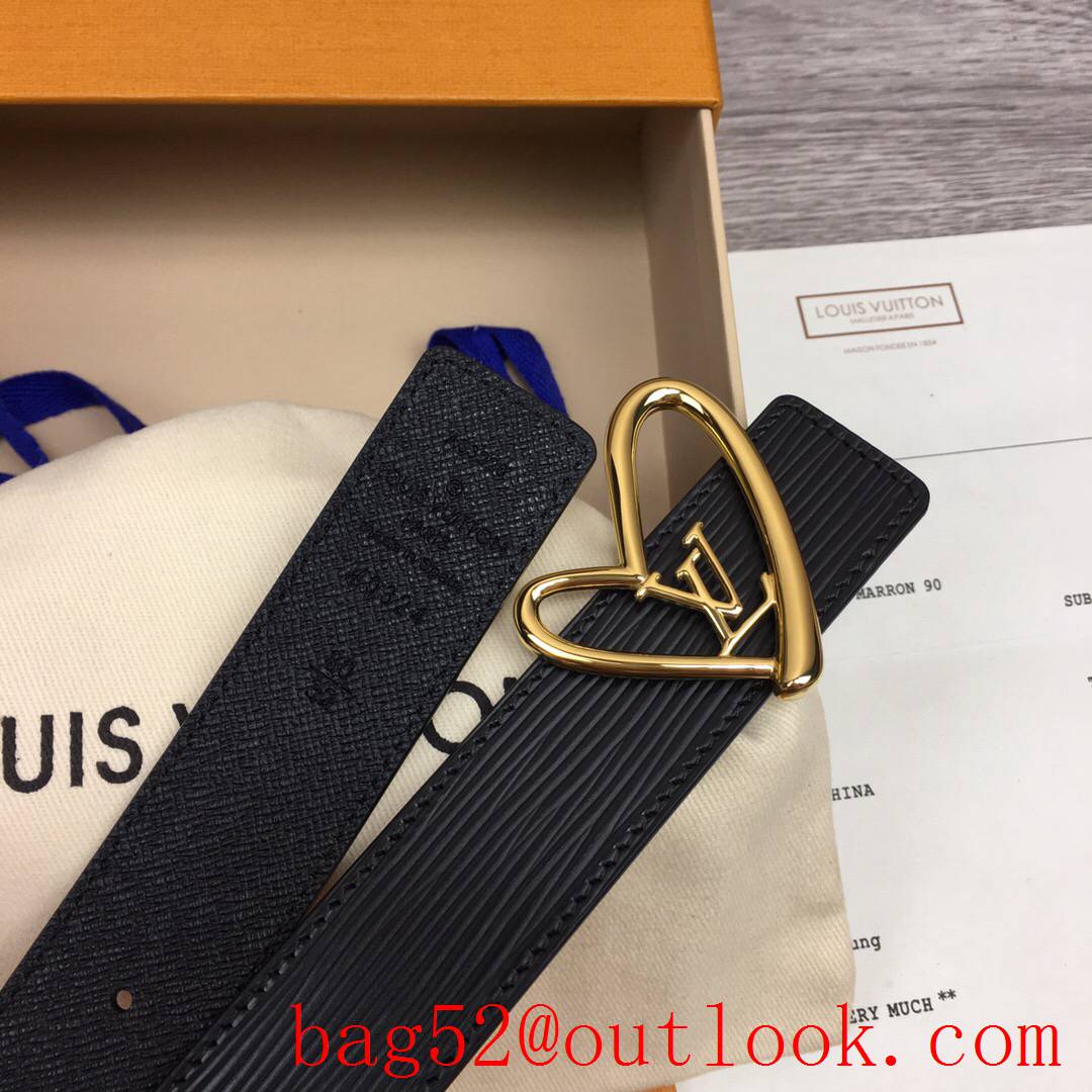 lv Louis Vuitton 30mm black fall in love reversible epi leather belt v gold