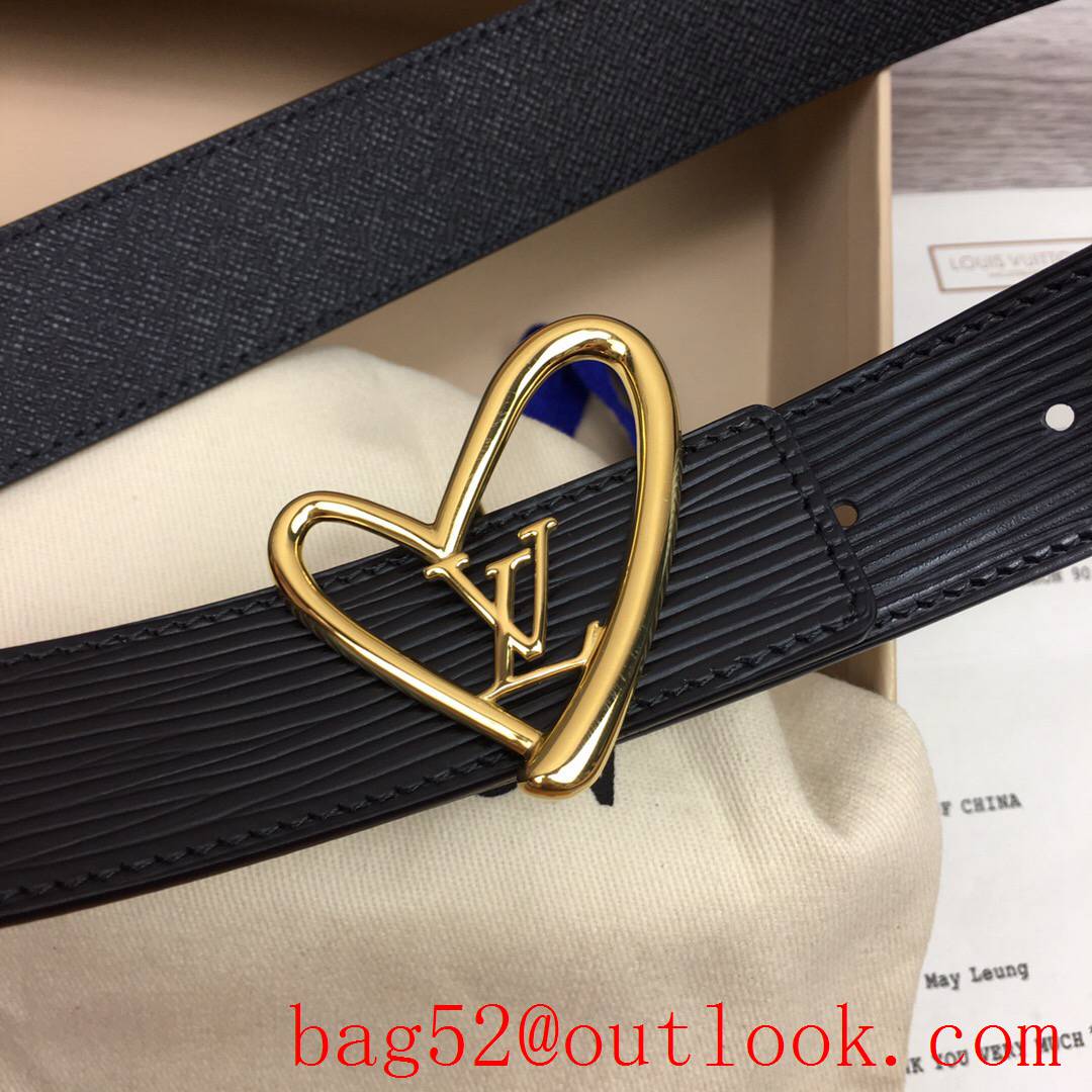 lv Louis Vuitton 30mm black fall in love reversible epi leather belt v gold