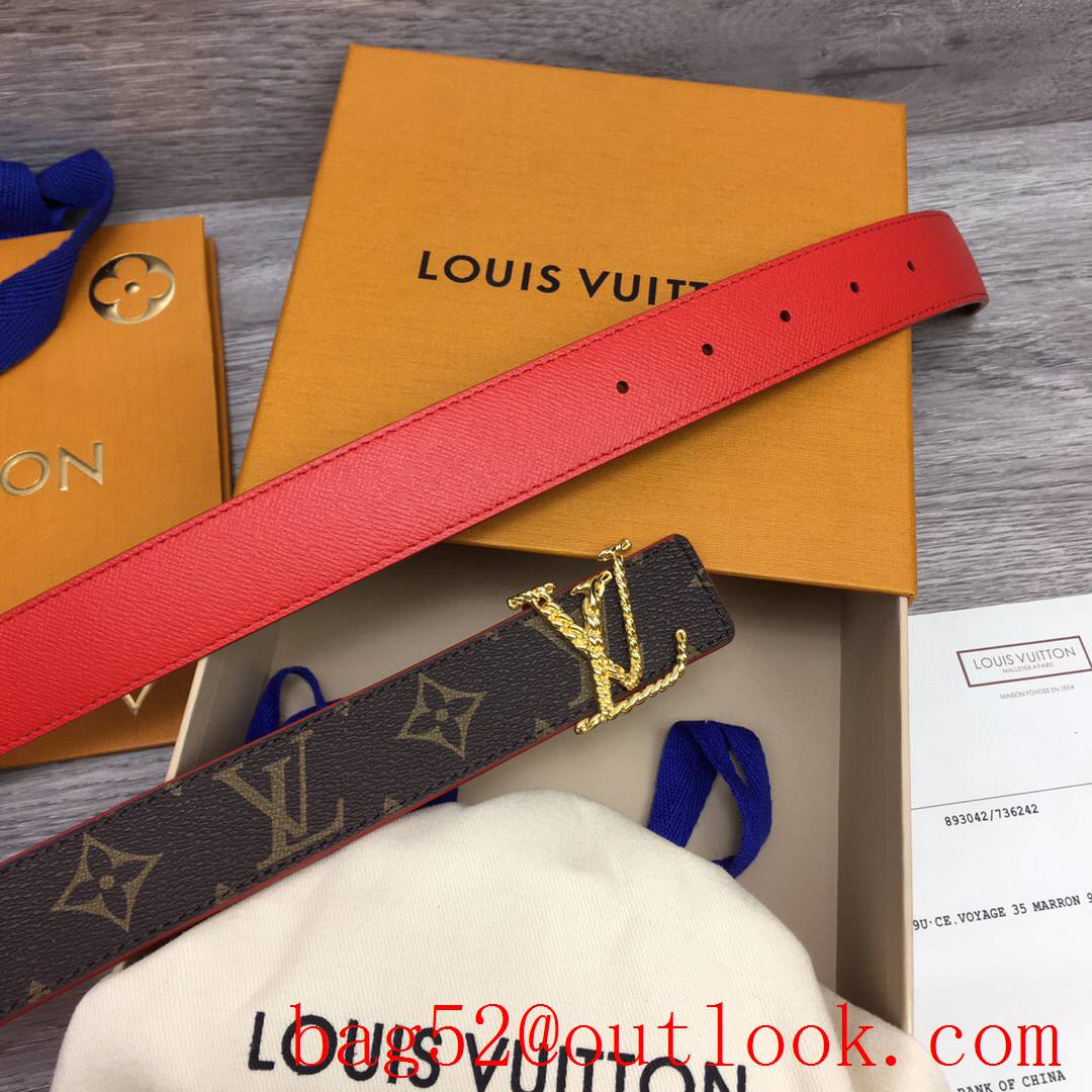 lv Louis Vuitton iconic precious 30mm monogram v red leather reversible belt