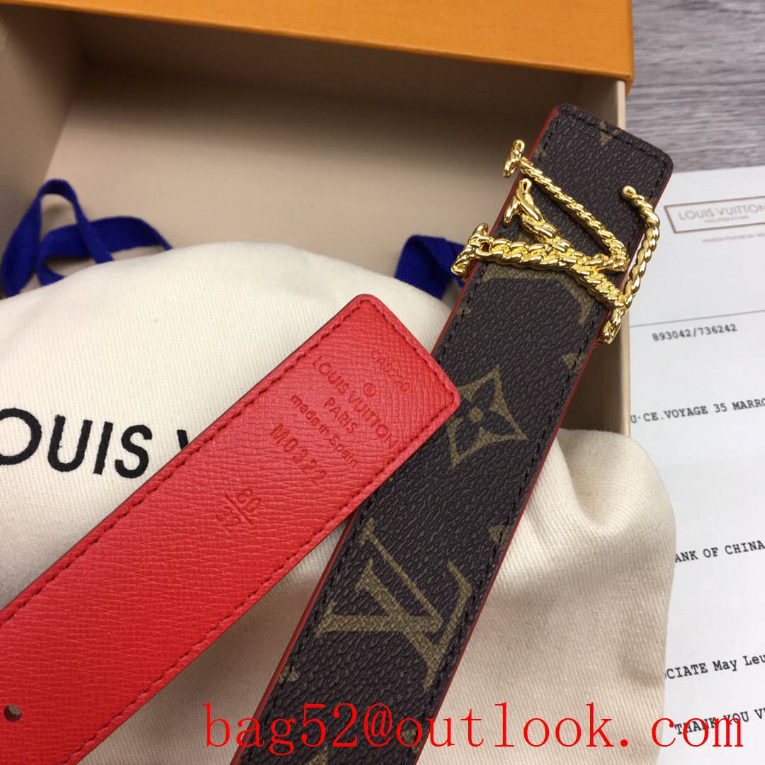lv Louis Vuitton iconic precious 30mm monogram v red leather reversible belt