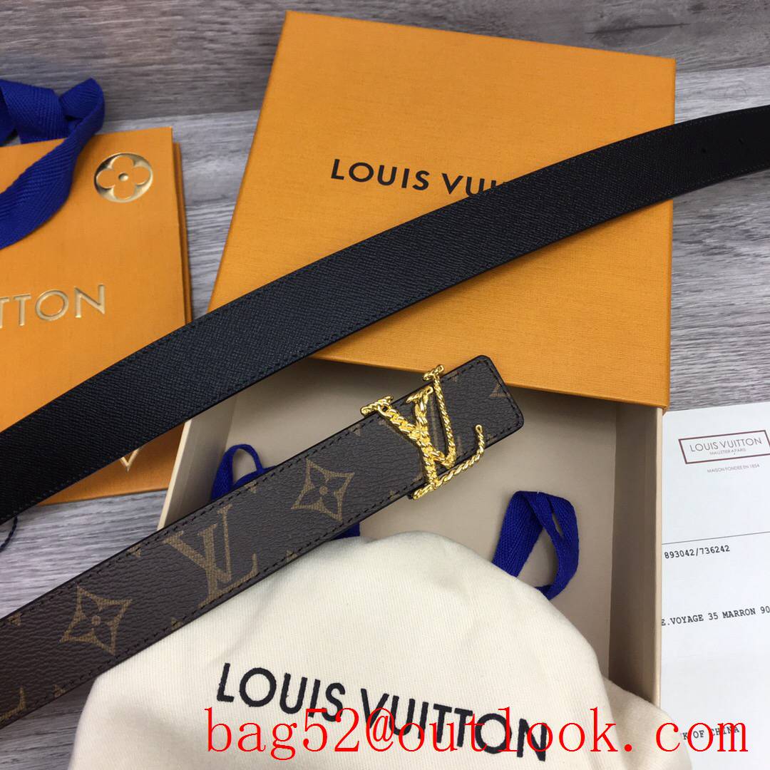 lv Louis Vuitton iconic precious 30mm monogram v black leather reversible belt