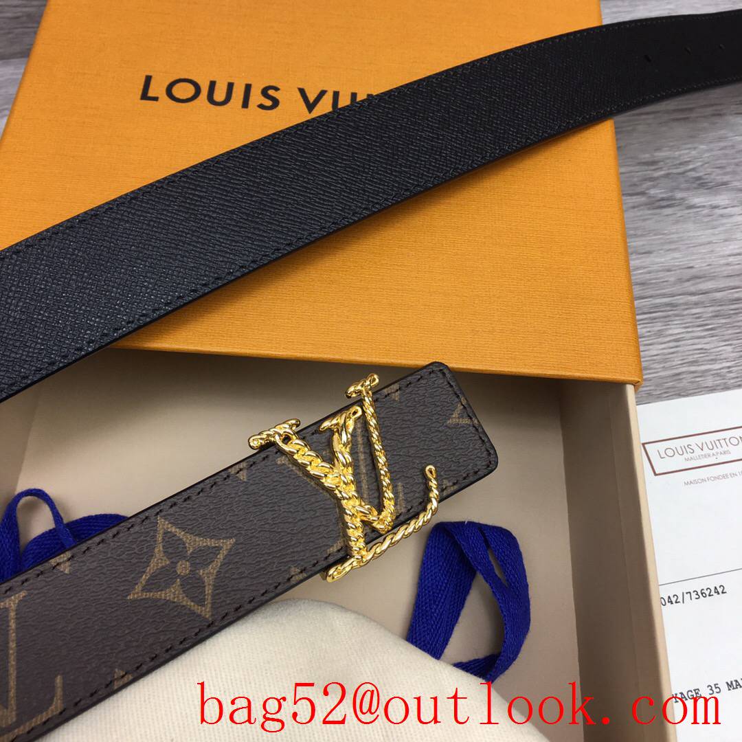 lv Louis Vuitton iconic precious 30mm monogram v black leather reversible belt