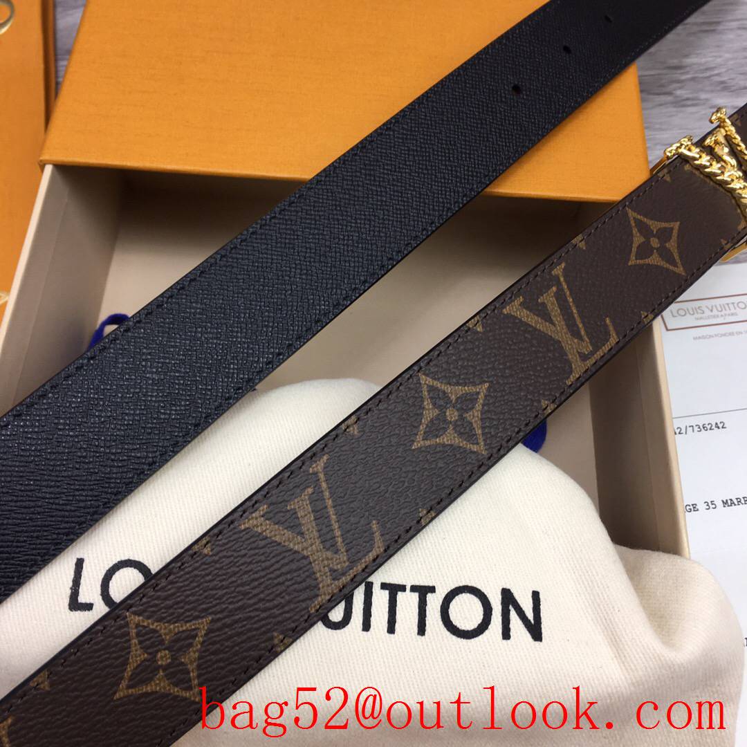 lv Louis Vuitton iconic precious 30mm monogram v black leather reversible belt