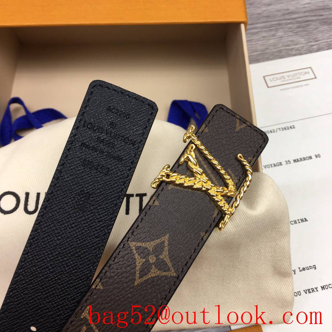 lv Louis Vuitton iconic precious 30mm monogram v black leather reversible belt