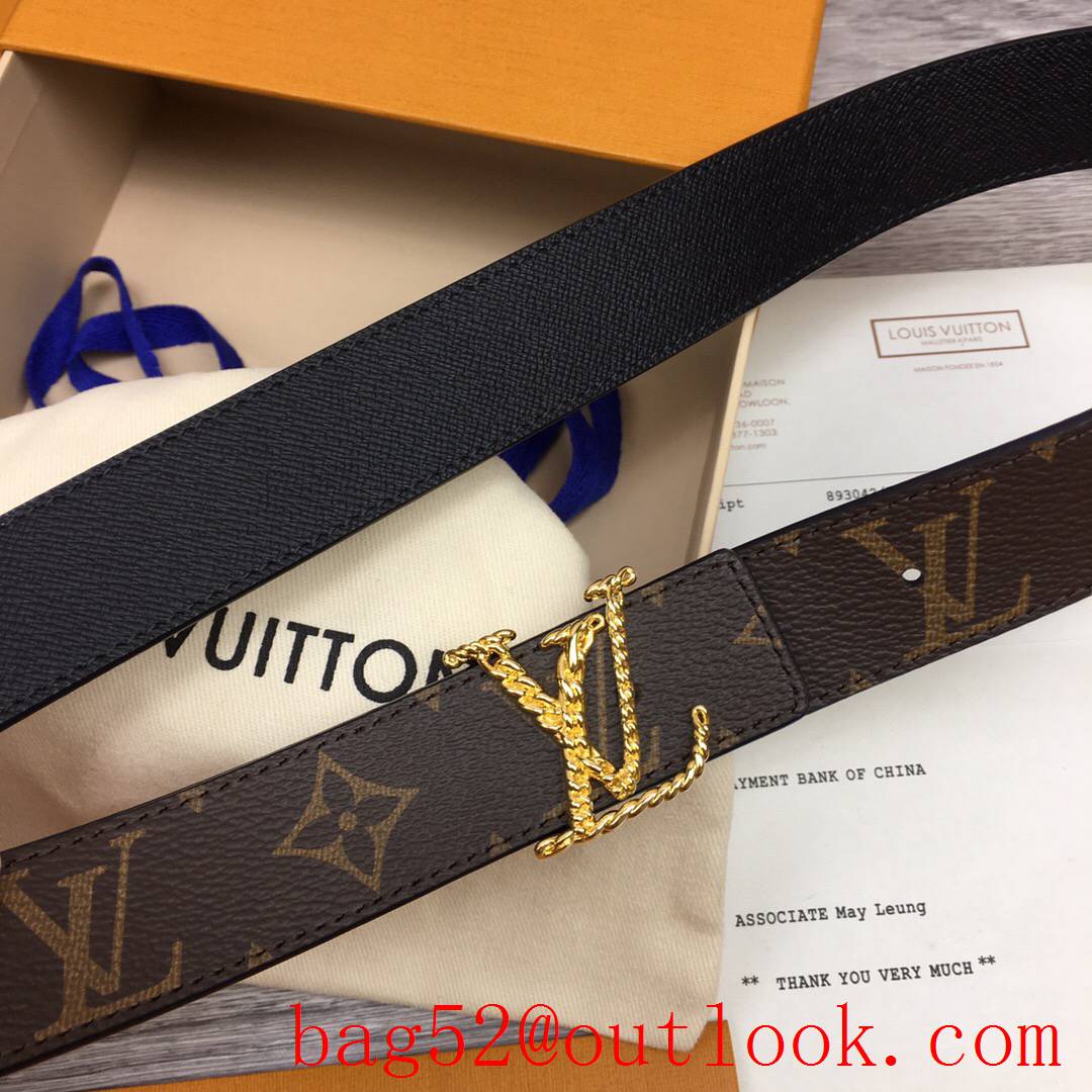 lv Louis Vuitton iconic precious 30mm monogram v black leather reversible belt