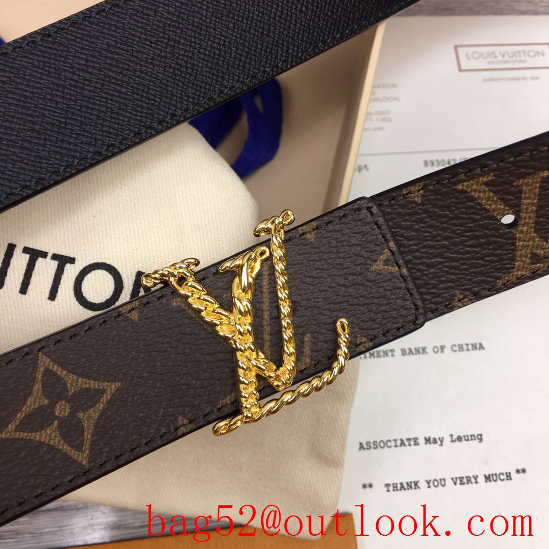 lv Louis Vuitton iconic precious 30mm monogram v black leather reversible belt