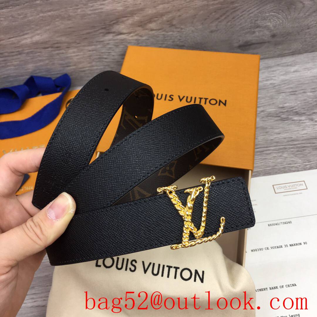 lv Louis Vuitton iconic precious 30mm monogram v black leather reversible belt