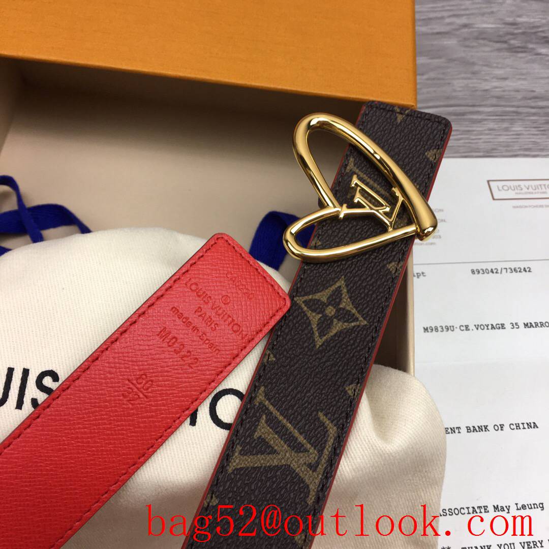 lv Louis Vuitton iconic precious 30mm fall in love monogram v red leather reversible belt