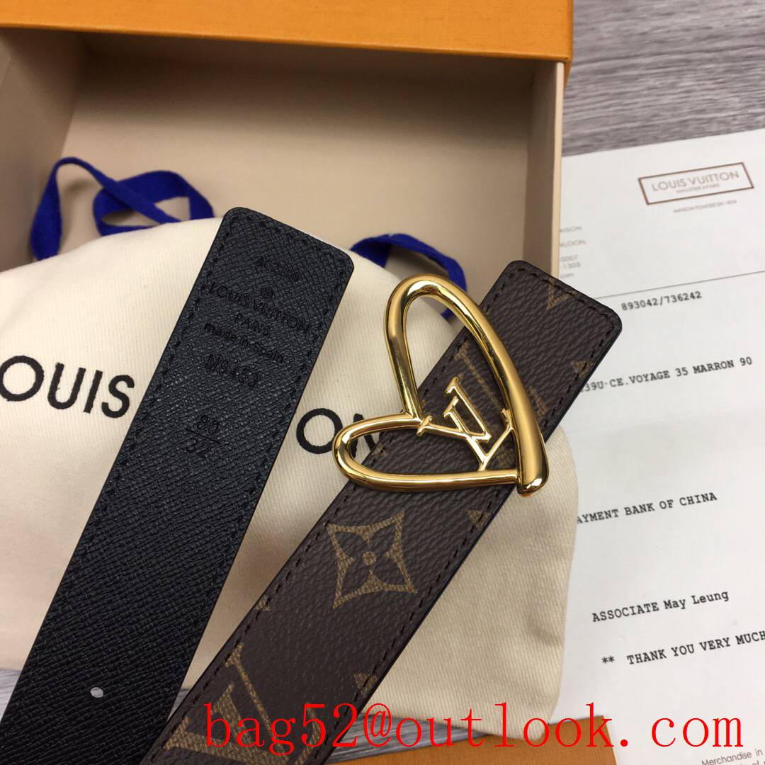 lv Louis Vuitton iconic precious 30mm fall in love monogram v black leather reversible belt