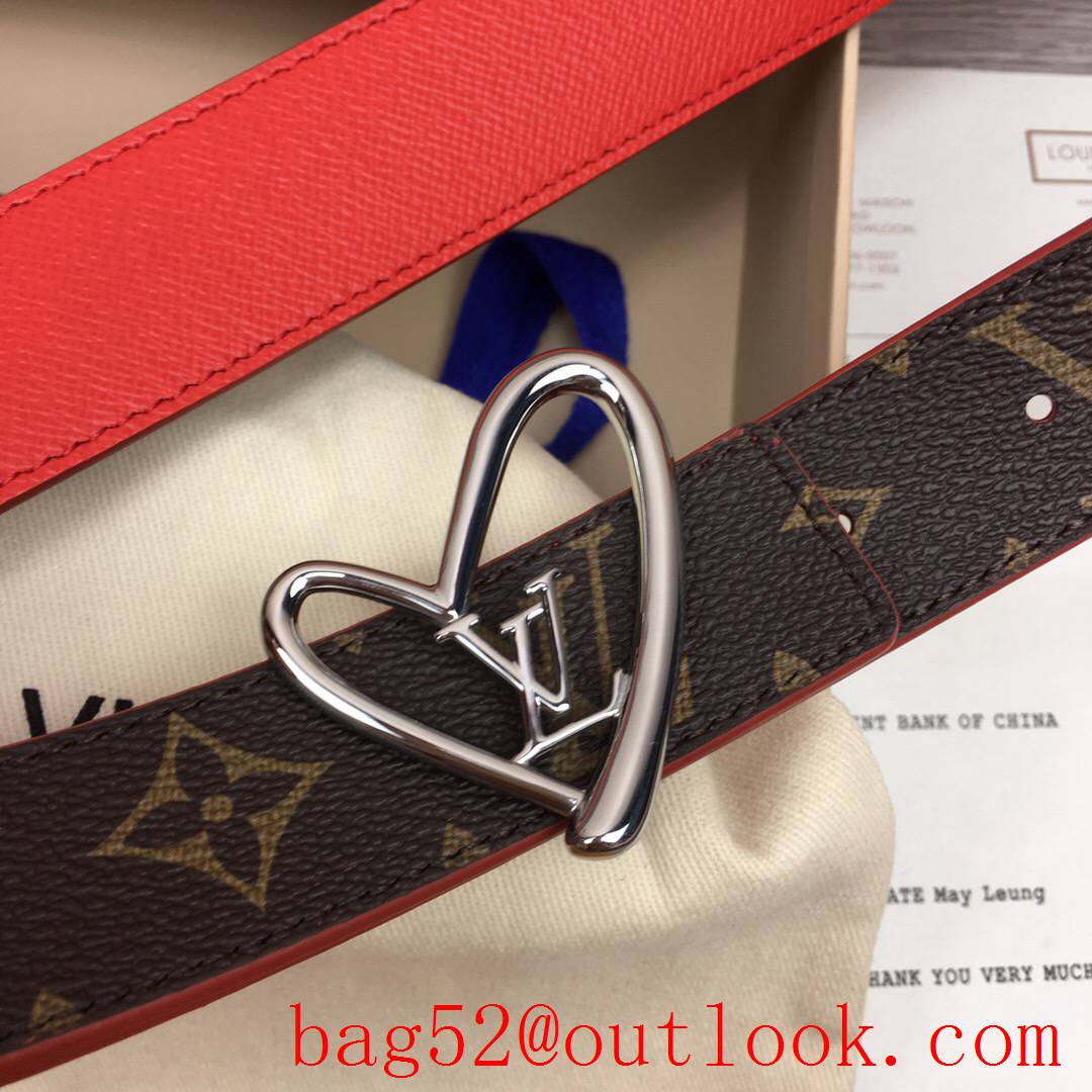 lv Louis Vuitton iconic precious 30mm fall in love monogram v red leather reversible belt silver