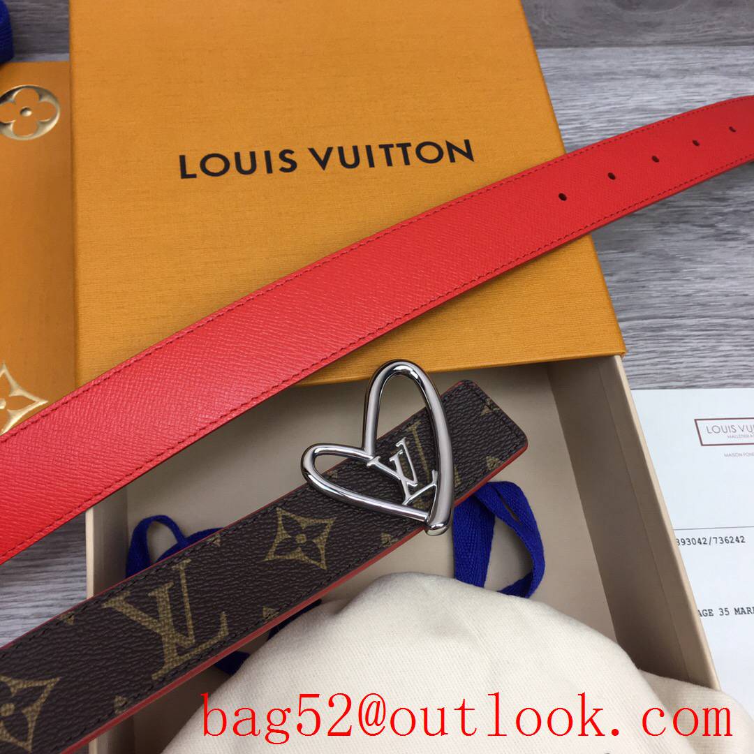 lv Louis Vuitton iconic precious 30mm fall in love monogram v red leather reversible belt silver