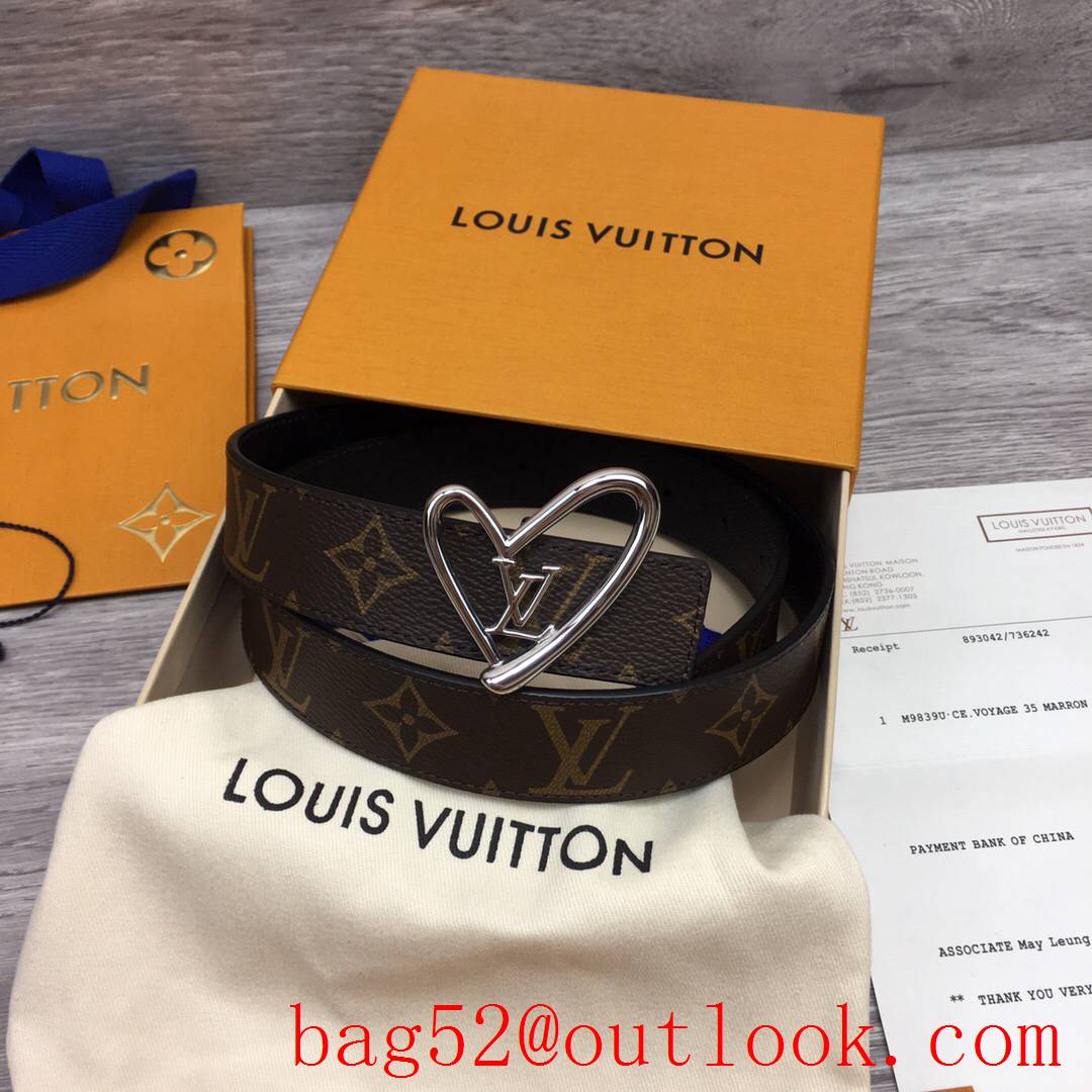 lv Louis Vuitton iconic precious 30mm fall in love monogram v black leather reversible belt silver