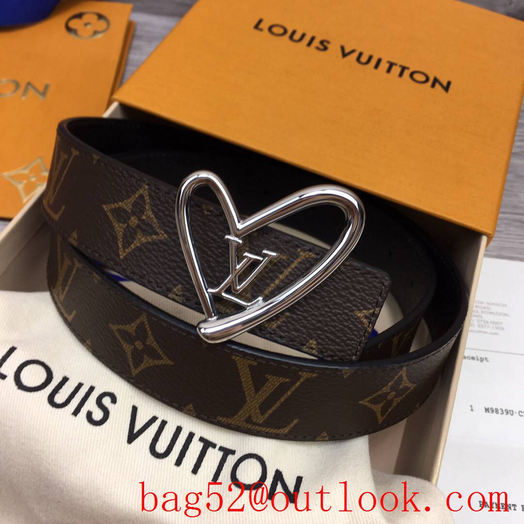 lv Louis Vuitton iconic precious 30mm fall in love monogram v black leather reversible belt silver