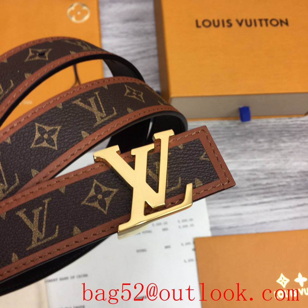 lv Louis Vuitton monogram iconic v gold 30mm reversible belt