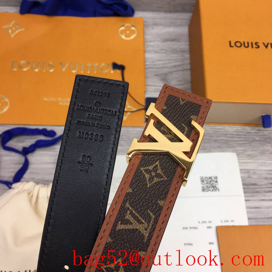 lv Louis Vuitton monogram iconic v gold 30mm reversible belt