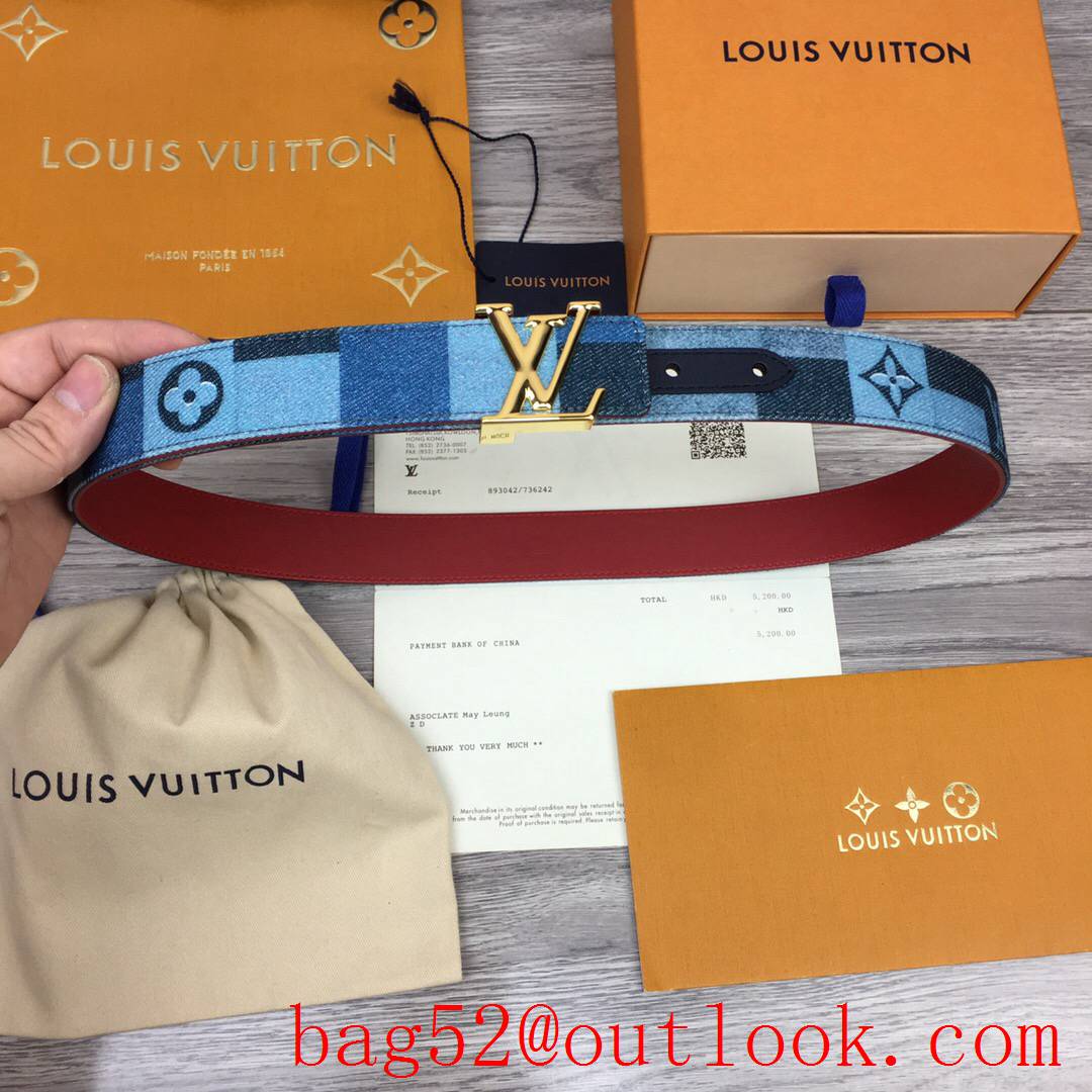 lv Louis Vuitton 30mm flower leather initiales buckle reversible belt 4 colors