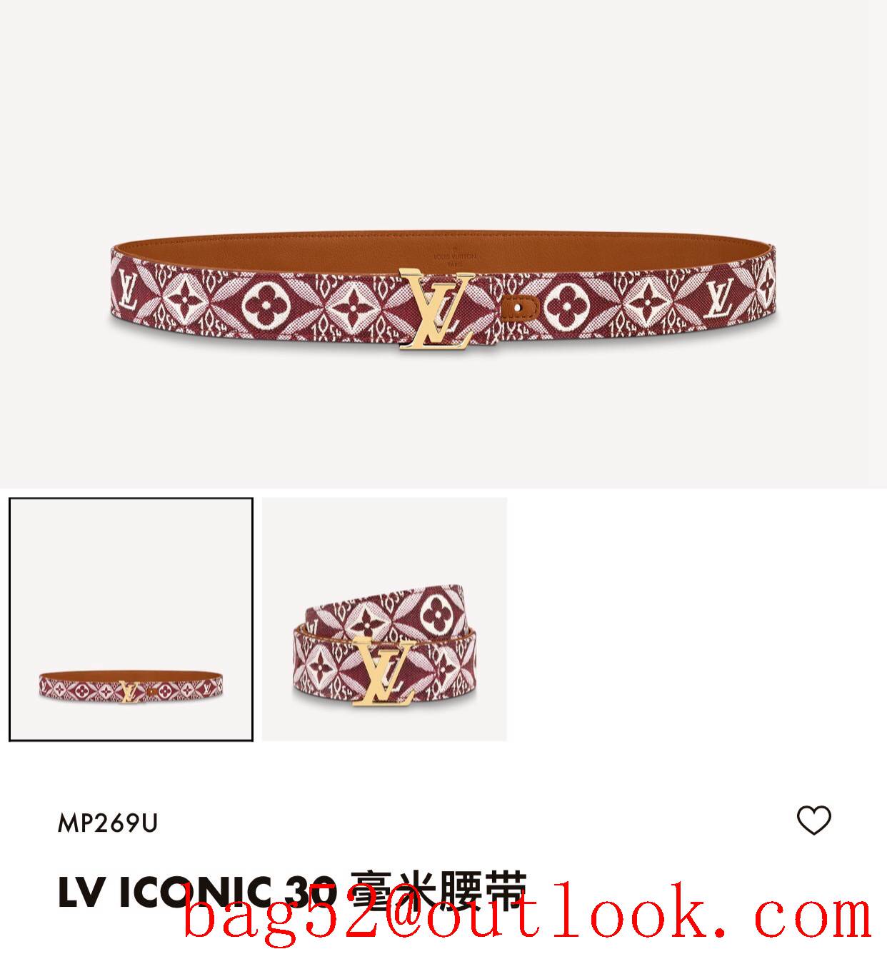 lv Louis Vuitton 30mm flower leather initiales buckle reversible belt 4 colors