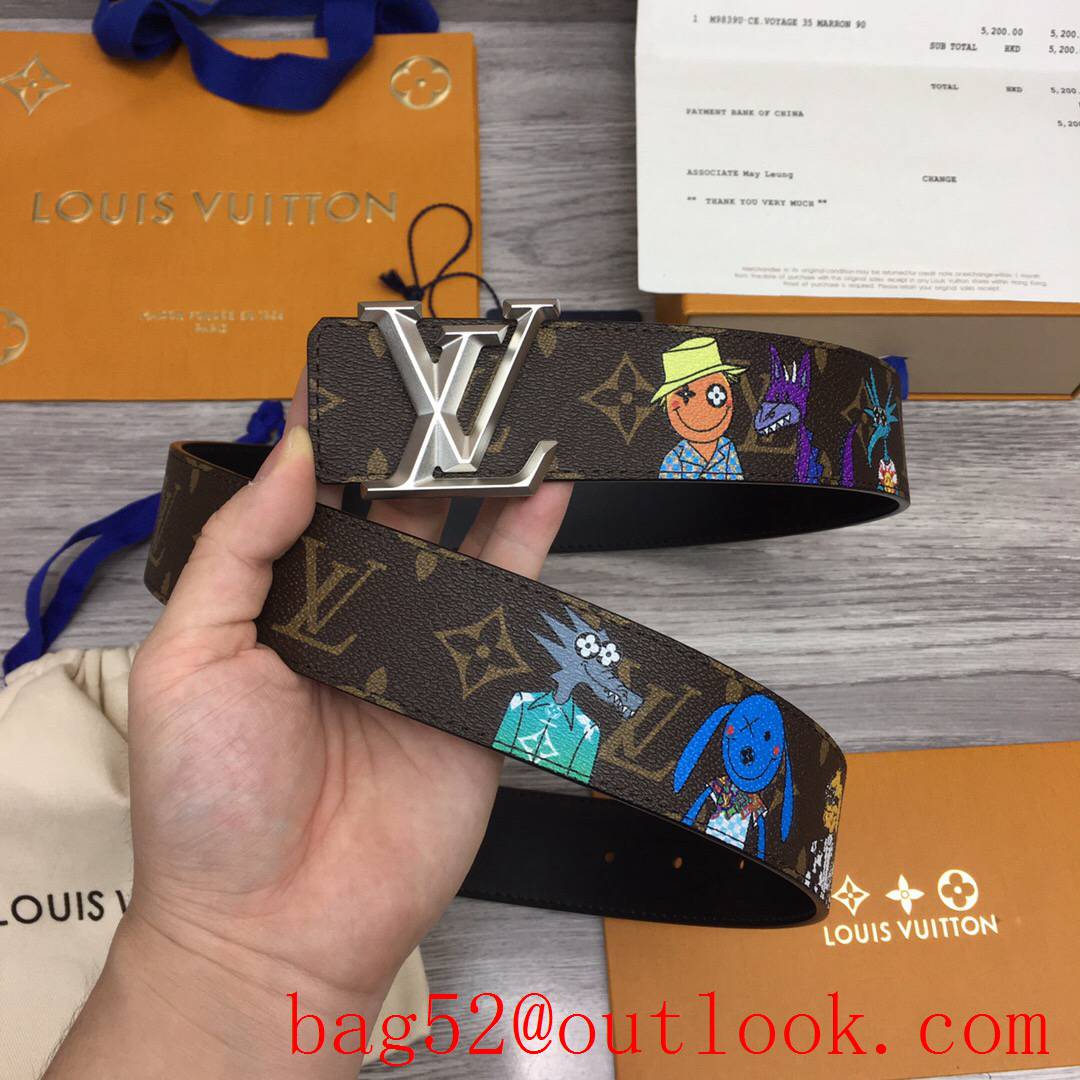 lv Louis Vuitton 40mm cartoon optic initiales leather belt 3 colors