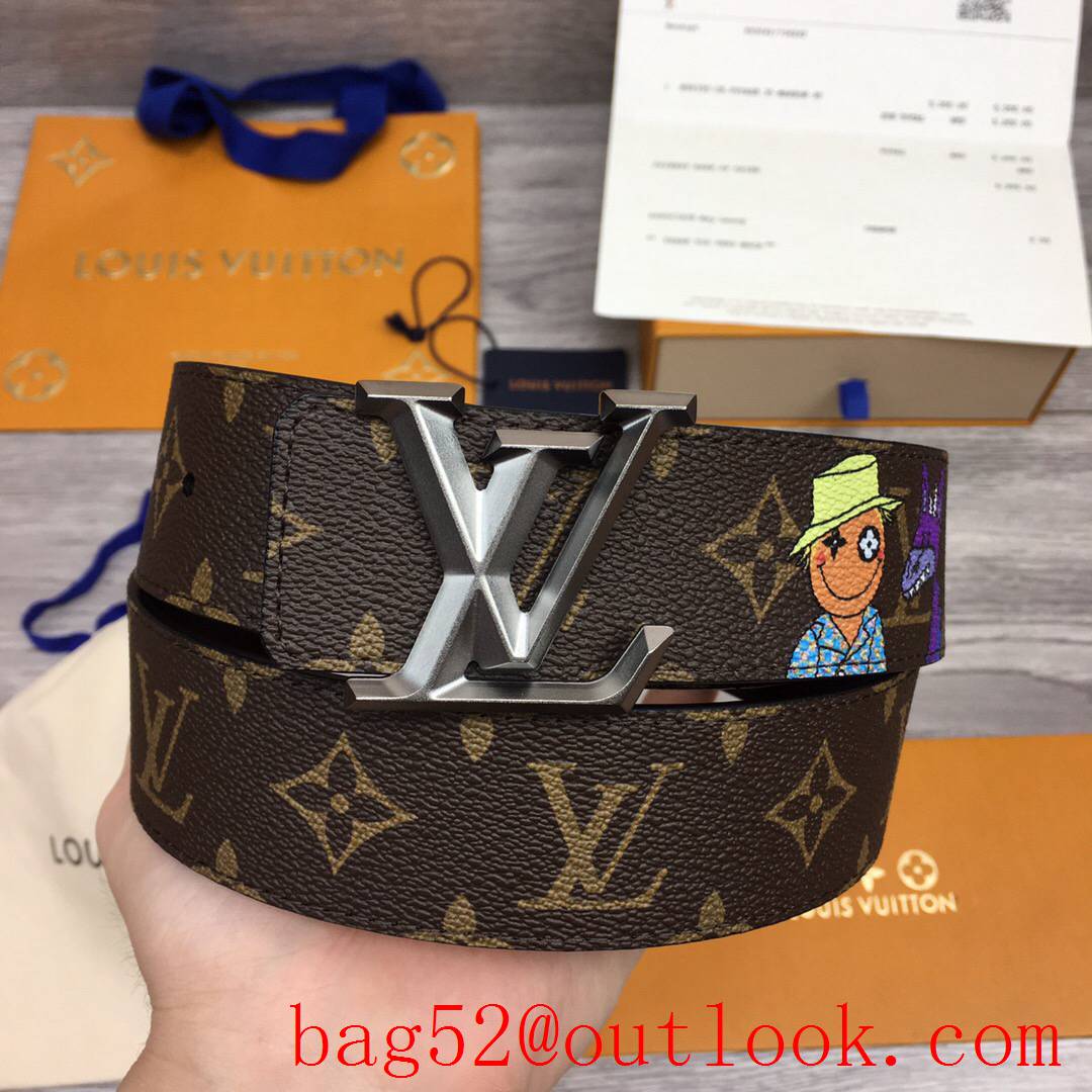lv Louis Vuitton 40mm cartoon optic initiales leather belt 3 colors
