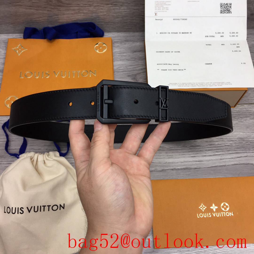 lv Louis Vuitton 35mm men black leather new buckle reversible belt 4 colors