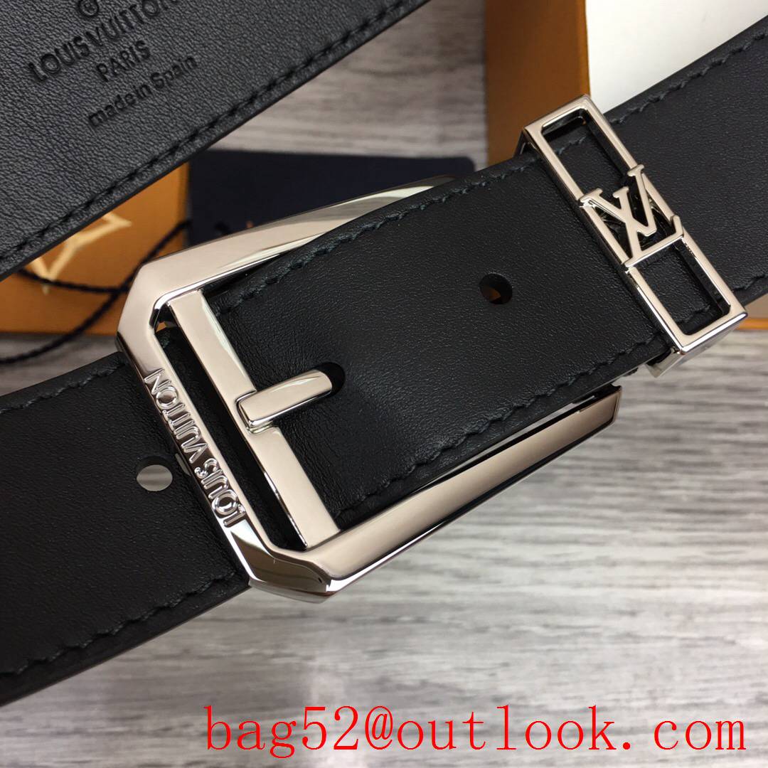 lv Louis Vuitton 35mm men black leather new buckle reversible belt 4 colors