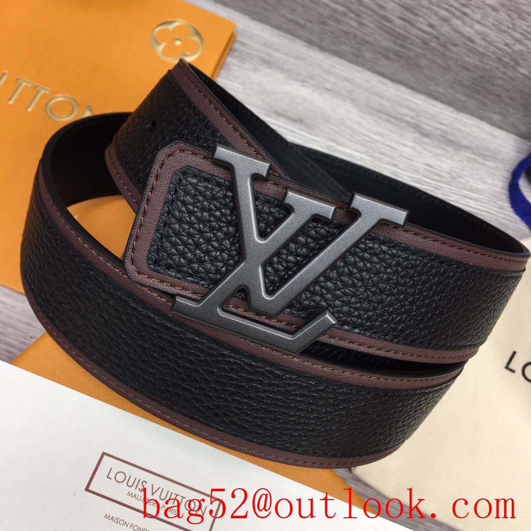 lv Louis Vuitton 40mm men chain frosted leather belt 2 colors