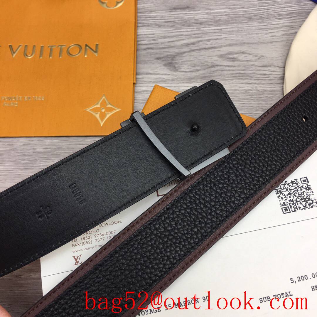lv Louis Vuitton 40mm men chain frosted leather belt 2 colors