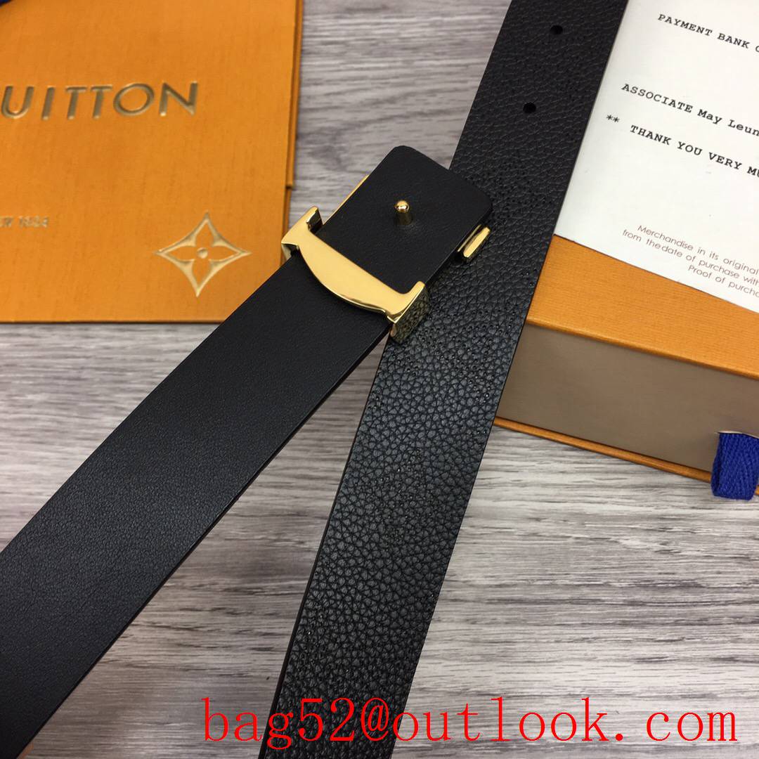 lv Louis Vuitton black iconic 30mm leather belt M0480W v gold