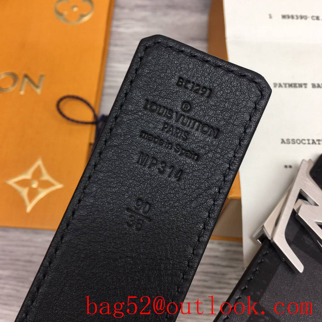 lv Louis Vuitton 40mm black large damier print shake buckle leather belt 3 colors