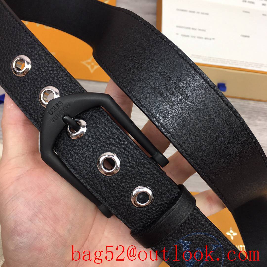 lv Louis Vuitton 35mm black leather pin buckle V belt