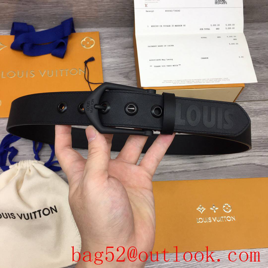 lv Louis Vuitton men 35mm black leather pin buckle belt