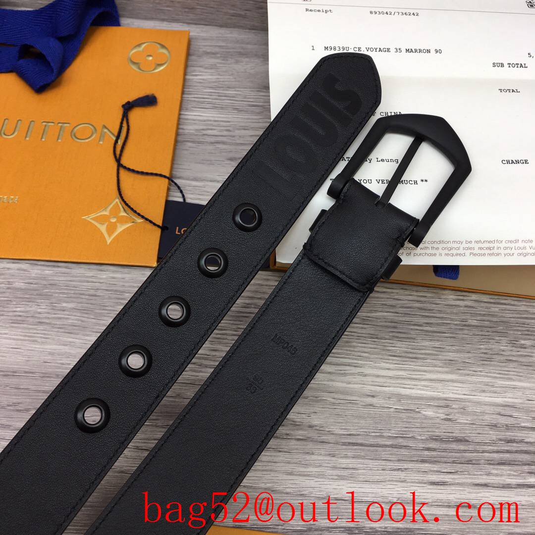 lv Louis Vuitton men 35mm black leather pin buckle belt