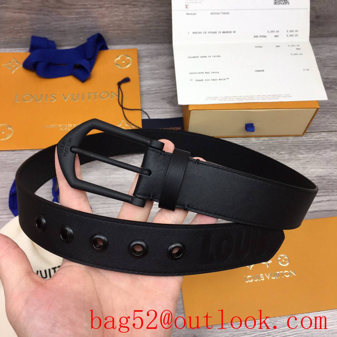 lv Louis Vuitton men 35mm black leather pin buckle belt