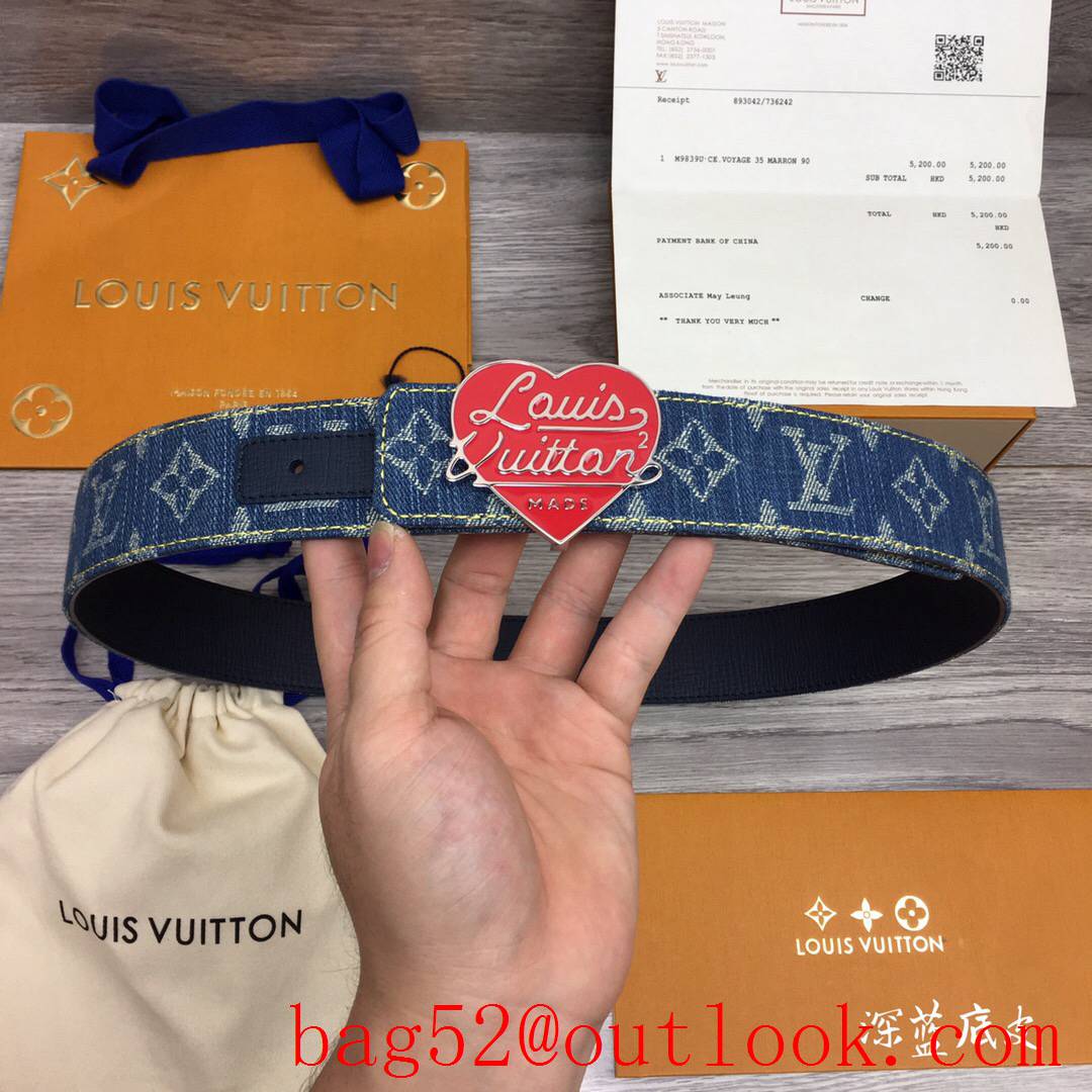lv Louis Vuitton nigo denim with leather belt