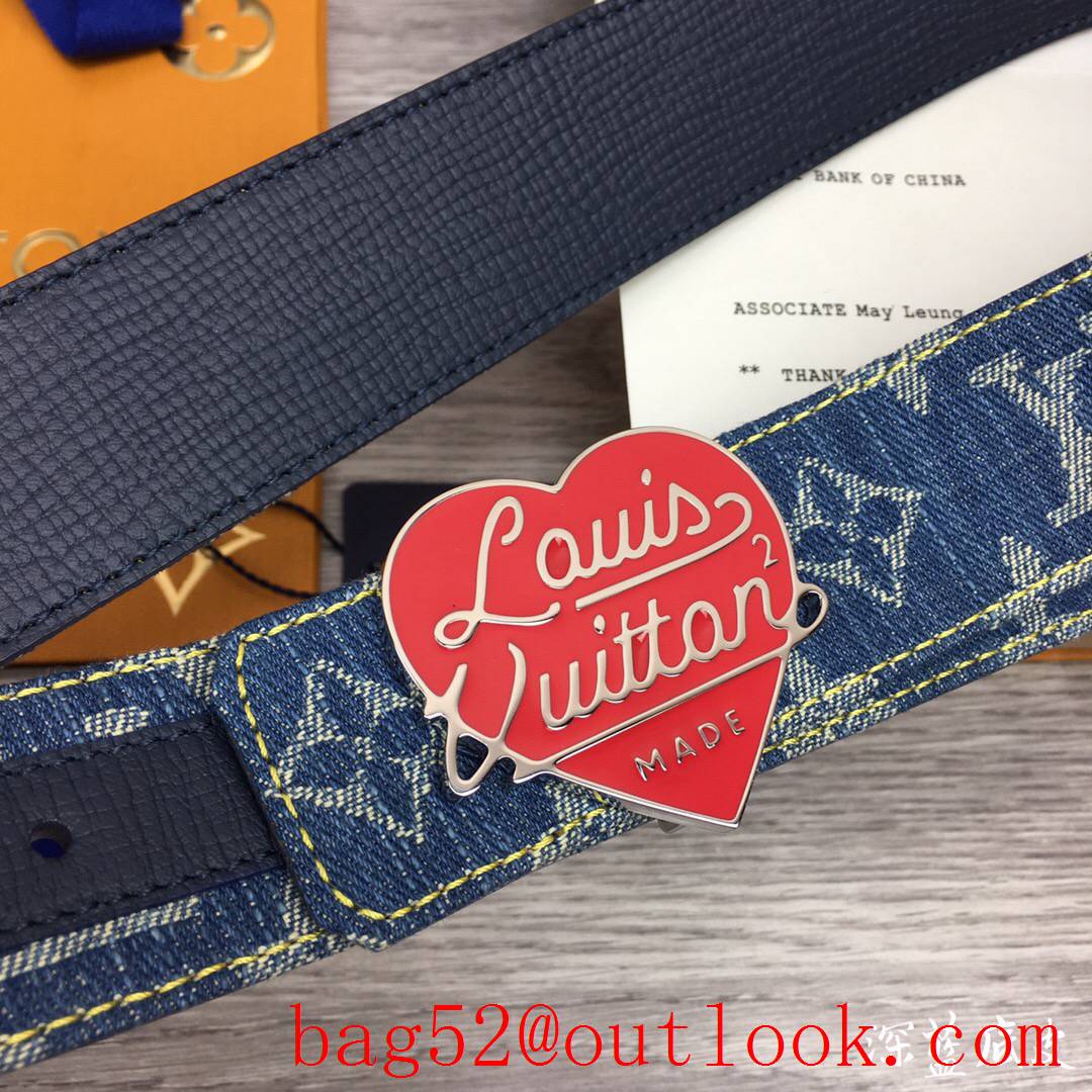 lv Louis Vuitton nigo denim with leather belt