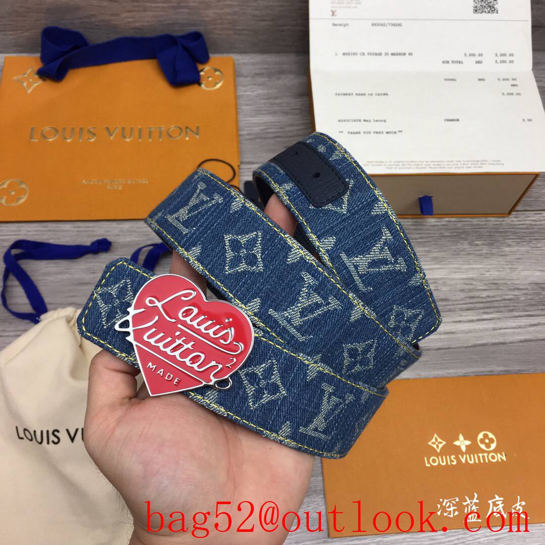 lv Louis Vuitton nigo denim with leather belt