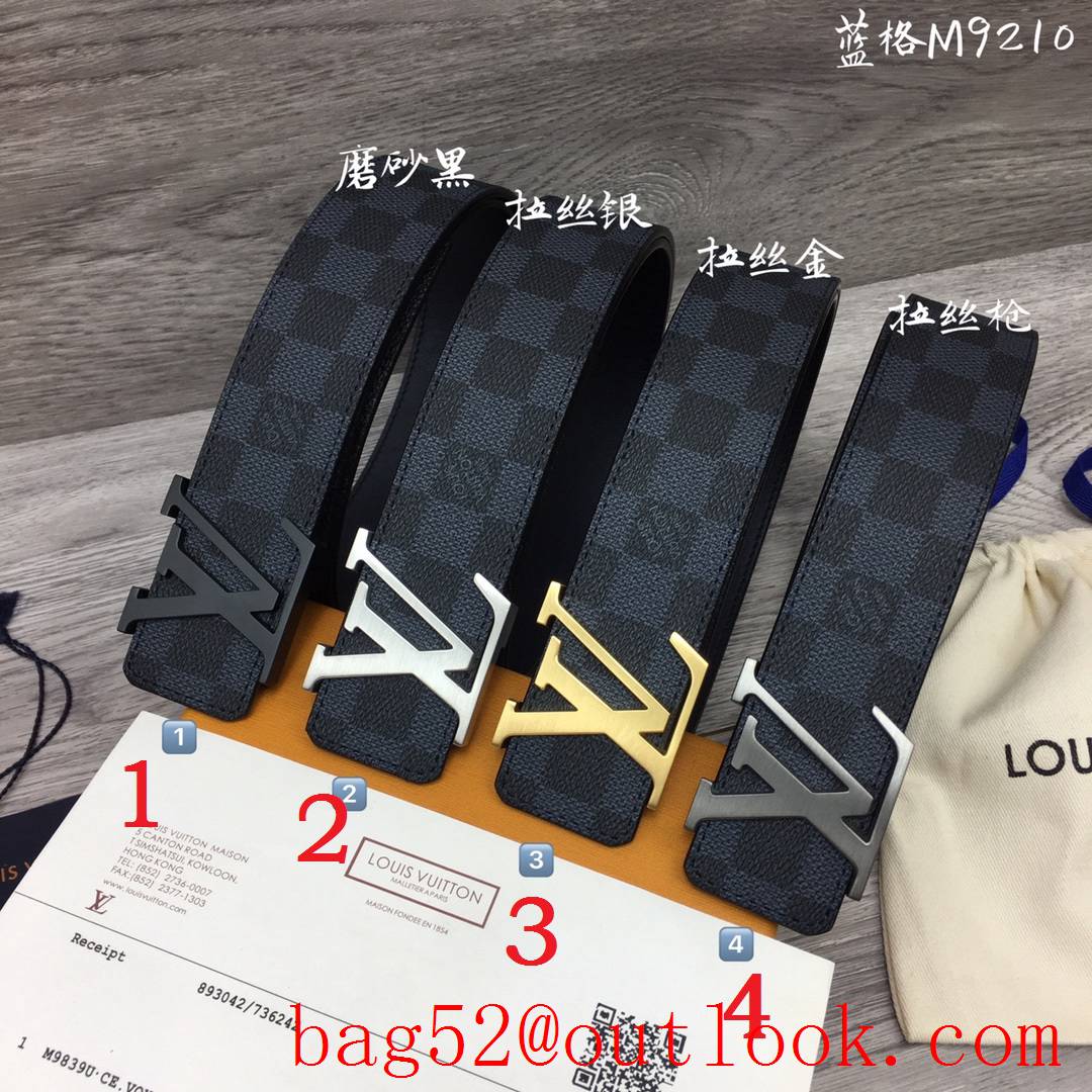 lv Louis Vuitton 40mm damier print initiales buckle belt M9210 4 colors