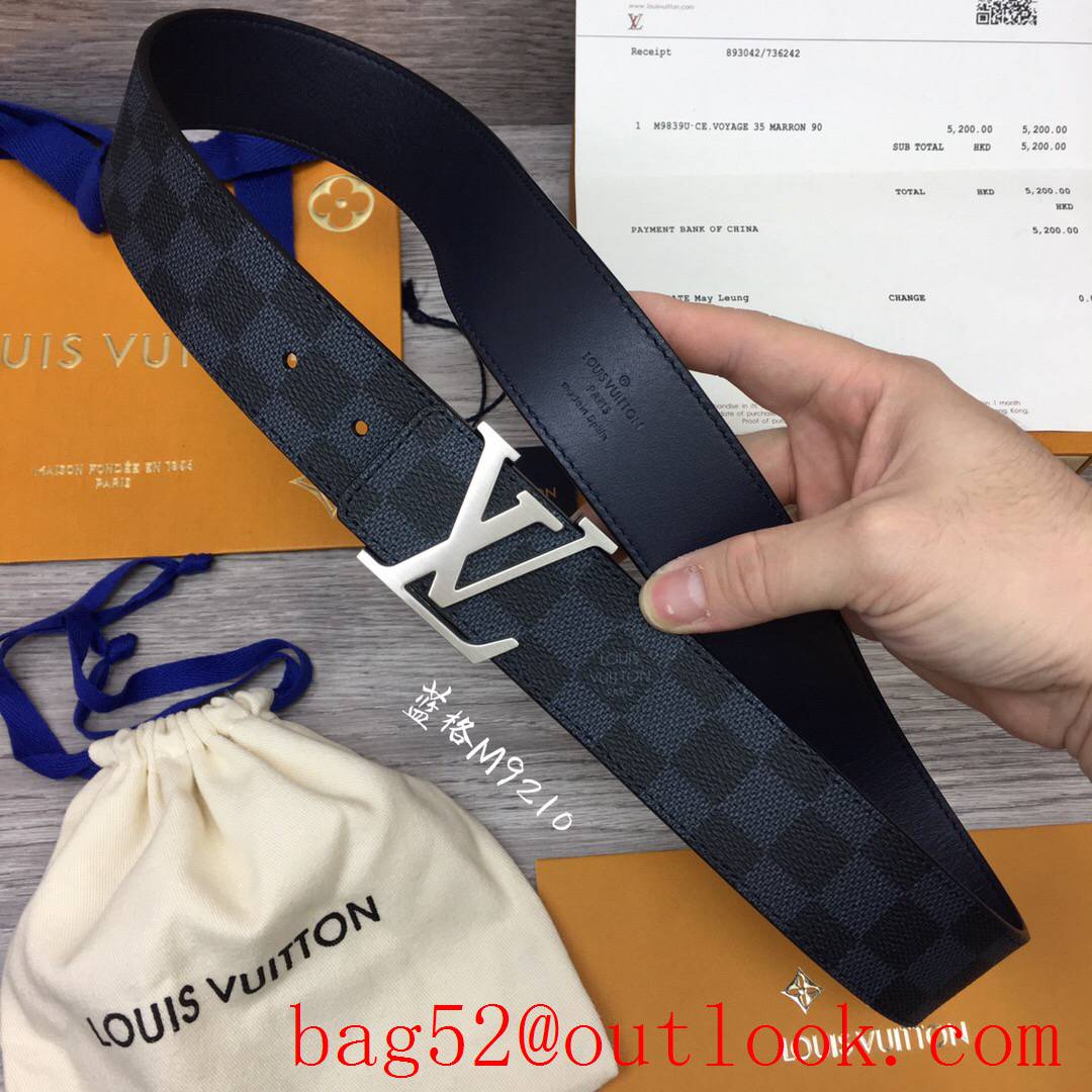 lv Louis Vuitton 40mm damier print initiales buckle belt M9210 4 colors