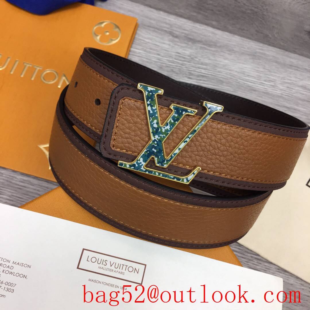 lv Louis Vuitton 40mm frosted leather chain rainbow buckle belt 5 colors