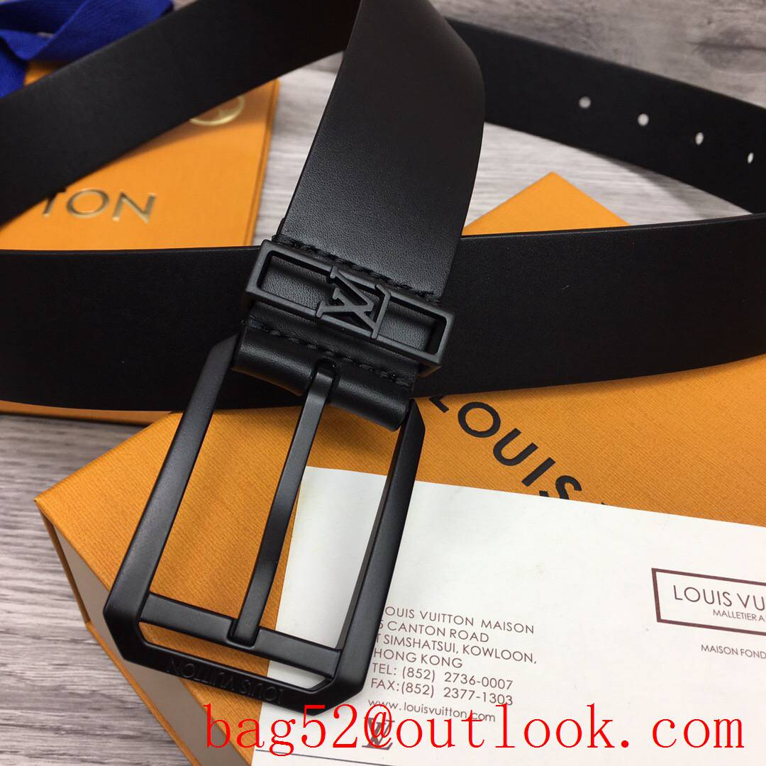 lv Louis Vuitton 35mm black leather frame pin buckle belt 3 colors