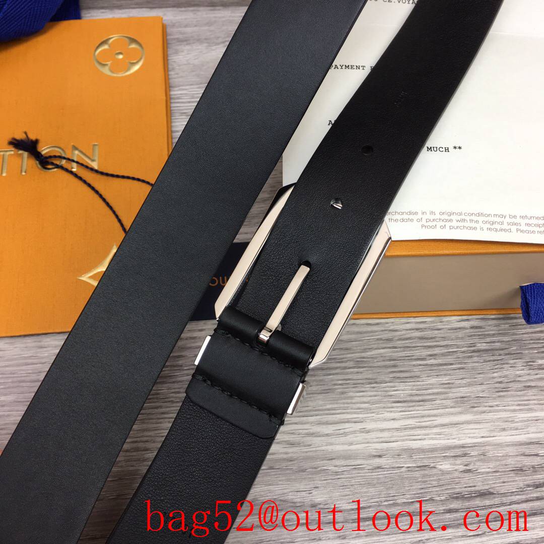 lv Louis Vuitton 35mm black leather frame pin buckle belt 3 colors