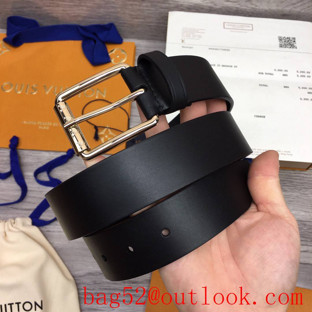 lv Louis Vuitton 35mm black leather pin buckle belt 3 colors