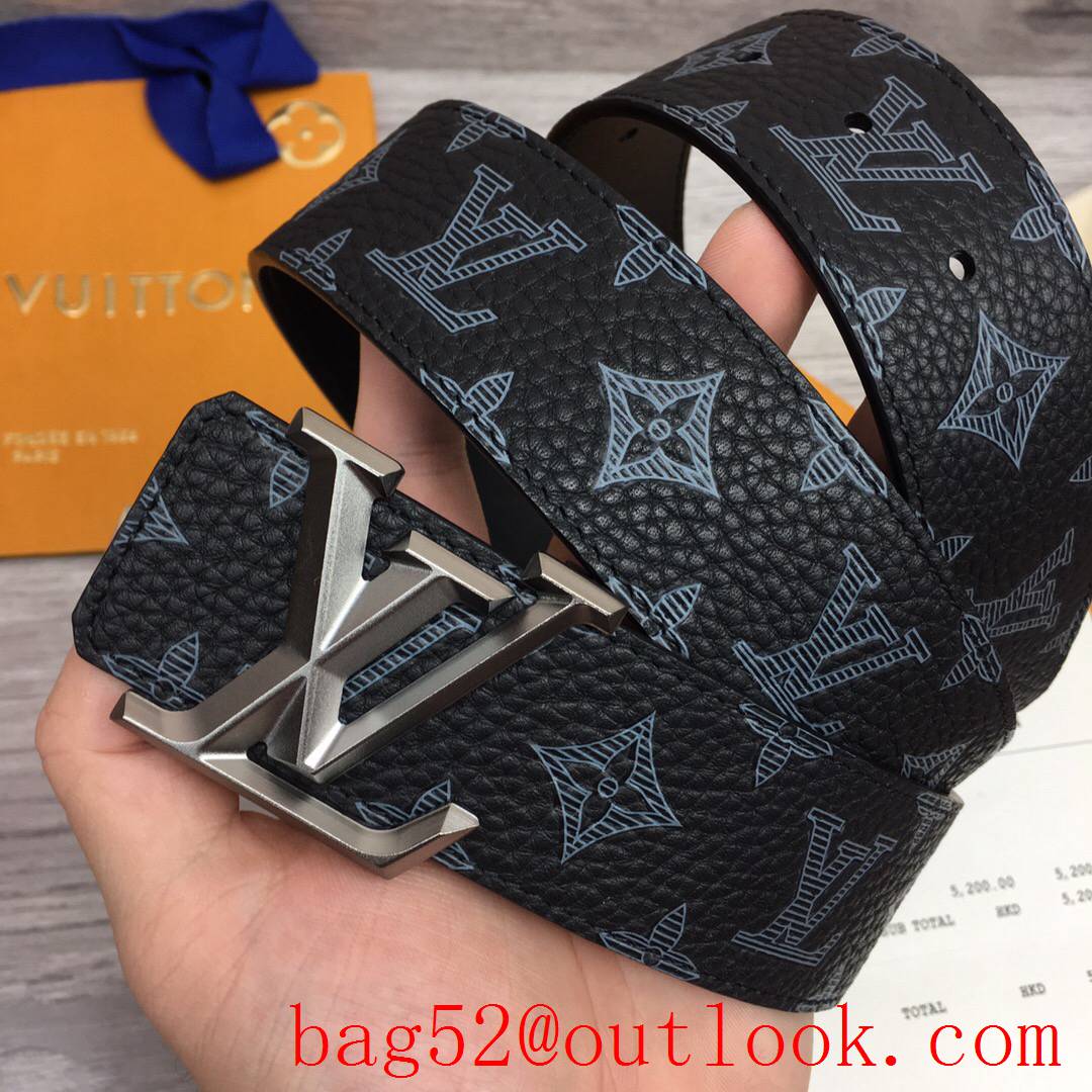 lv Louis Vuitton 40mm monogram frosted leather initiales buckle belt 3 colors