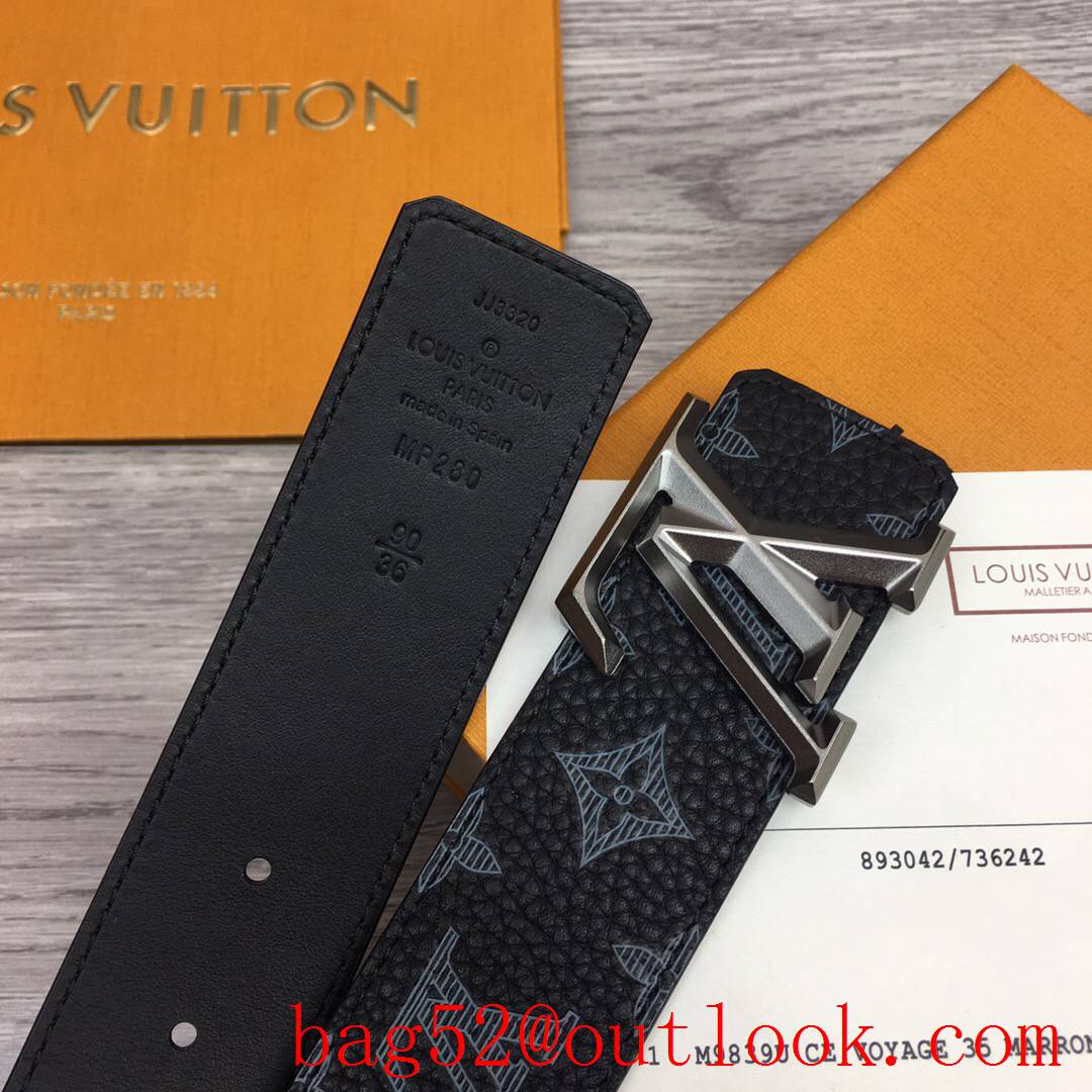 lv Louis Vuitton 40mm monogram frosted leather initiales buckle belt 3 colors