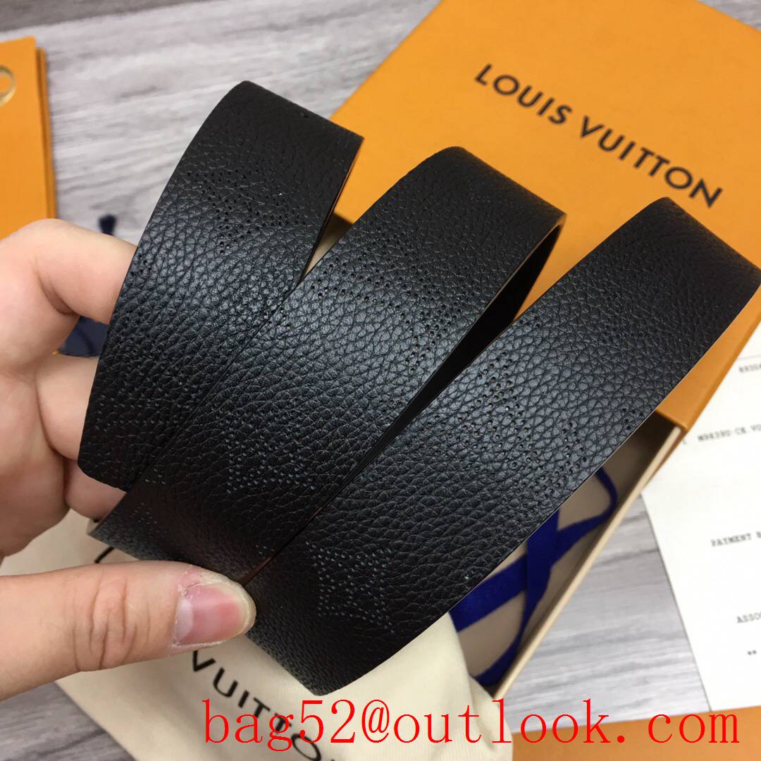 lv Louis Vuitton black precious 30mm leather belt M0480W v gold