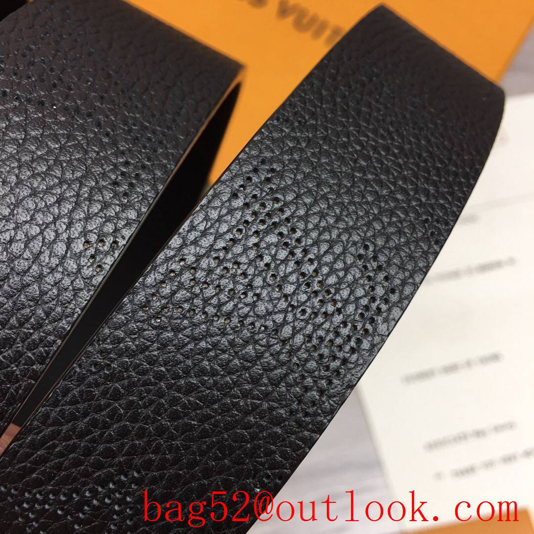 lv Louis Vuitton black precious 30mm leather belt M0480W v gold