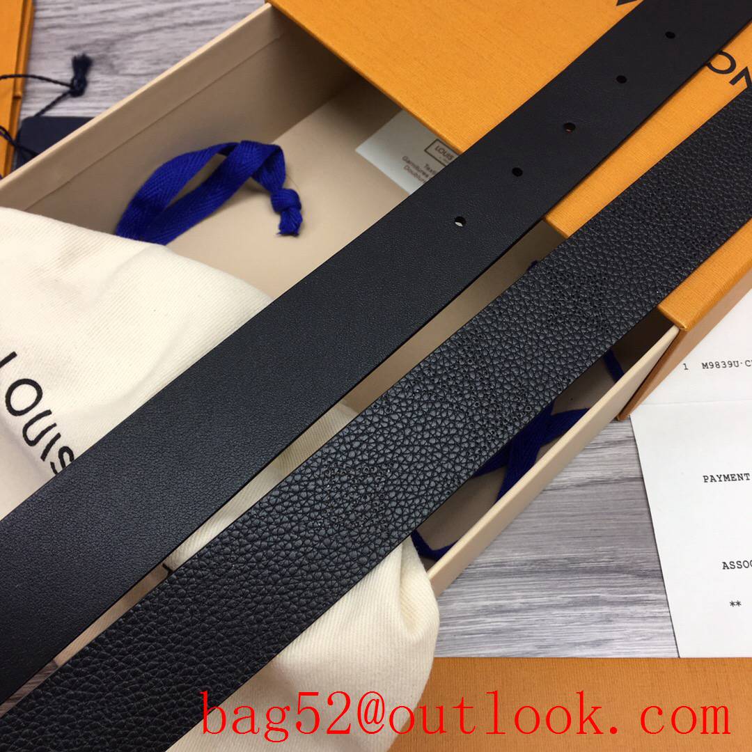 lv Louis Vuitton black precious 30mm leather belt M0480W v gold